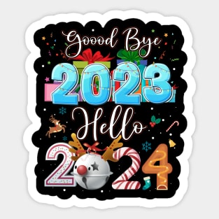 Goodbye 2023 Hello 2024 Christmas Xmas Happy New Year's Eve Sticker